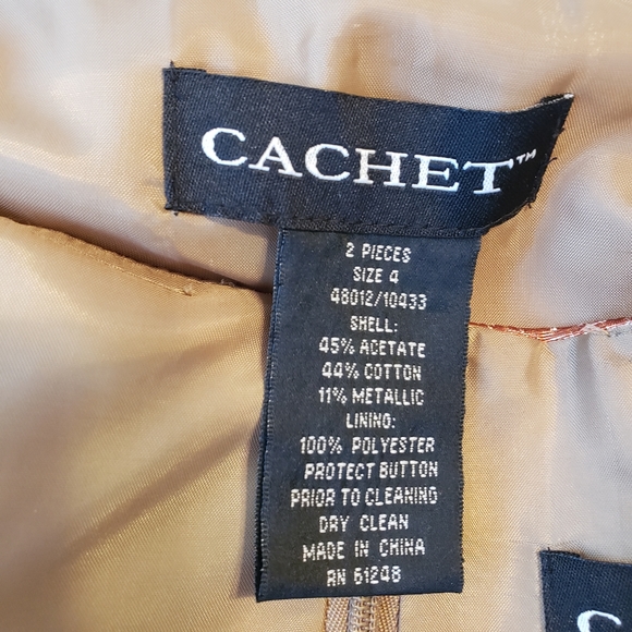 Stunning and unique CACHET dress and jacket, size 4, gold and copper color - Picture 6 of 7